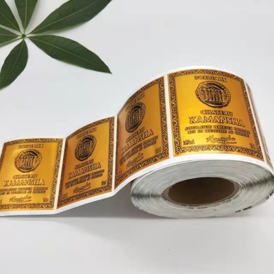 Goldfolie stempelte Aufkleber druckte Aufkleber, die Rechteck Logo Roll Food Wine Bottle Hochzeit beschriftet