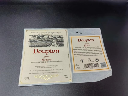 Matte Gold Foil Wine Label-Aufkleber-weißer kundenspezifischer prägeartiger Dichtungs-Aufkleber-metallischer Kleber