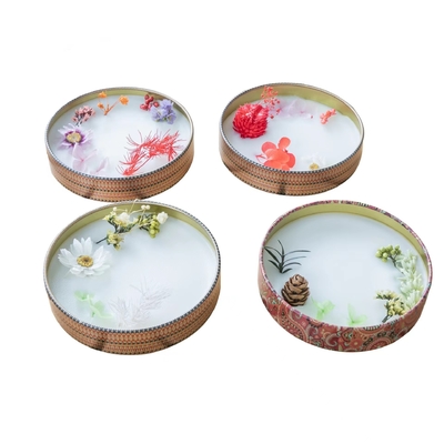Glas-Deckel-Gewohnheit rechteckiger Metalltee-Tin Packaging Round Can Containers druckte leere