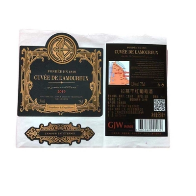 Wasser-Wein-Glas-Flaschen-prägeartiges Muster Kraftpapier imprägniern das Papieraufkleber-Goldstempeln